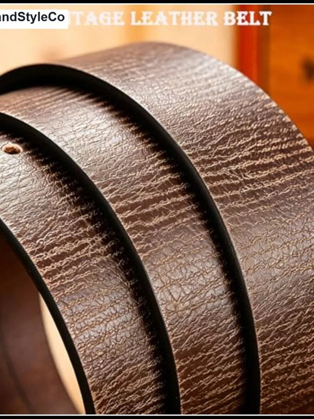 Genuine Leather Western Belt with Bronze Lion Buckle